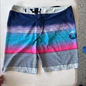 Hurley Blue and Pink Board Shorts Quick-Dry Swimwear